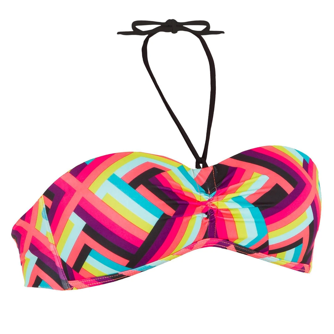 Olaian Women's Bandeau Swimsuit Top with Fixed Padded Cups - Pop Laeti Bikini Set 1 Olaian Bikinis, Boardshorts Women's Bandeau Swimsuit Top With Fixed Padded Cups Pop Laeti