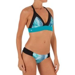 Olaian Bikinis, Boardshorts Women's Surfing Crop Top Swimsuit Top With Very Open Back Isa Bondi