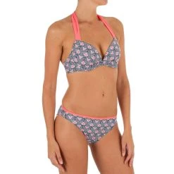 Olaian Women's Swimsuit Push-Up Top With Fixed Padded Cups Elena Dima