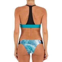 Olaian Bikinis, Boardshorts Women's Surfing Crop Top Swimsuit Top With Very Open Back Isa Bondi
