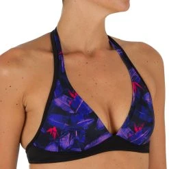 Olaian Women's Swimsuit Top Halterneck Bikini With Back Clasp Bahia Purple