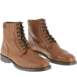 Fouganza Riding Boots Leather Lace-Up Riding Paddock Boots, Women's