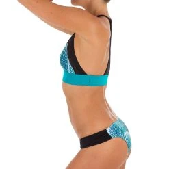 Olaian Bikinis, Boardshorts Women's Surfing Crop Top Swimsuit Top With Very Open Back Isa Bondi