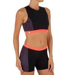 Olaian Bikinis, Boardshorts Women's Surfing Back-Zip Crop Top Carla Shine