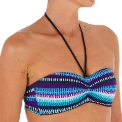 Olaian Women's Bandeau Bikini Swimsuit Top With Fixed Padded Cups Jazz Laeti