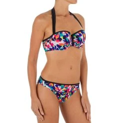 Olaian Women's Padded Cup Underwiring Swimsuit Top LEA BANDEAU STREET Bikinis, Boardshorts