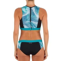 Olaian Women's Surfing Back-Zip Crop Top Carla Bondi Bikinis, Boardshorts