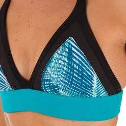 Olaian Bikinis, Boardshorts Women's Surfing Crop Top Swimsuit Top With Very Open Back Isa Bondi