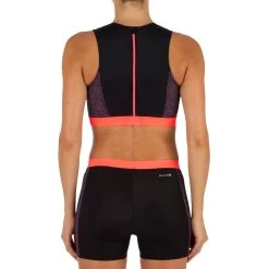 Olaian Bikinis, Boardshorts Women's Surfing Back-Zip Crop Top Carla Shine