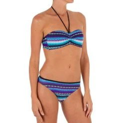 Olaian Women's Bandeau Bikini Swimsuit Top With Fixed Padded Cups Jazz Laeti