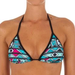 Olaian Women's Sliding Triangle Swimsuit Top With Padded Cups Mae Bikinis, Boardshorts