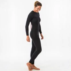 Olaian 4/3 Mm Neoprene SURF 100 Wetsuit With Back Zip Black