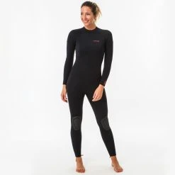 Olaian 4/3 Mm Neoprene SURF 100 Wetsuit With Back Zip Black