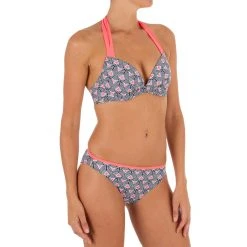 Olaian Bikinis, Boardshorts Elena Push-Up Swimsuit Top With Fixed Padded Cups