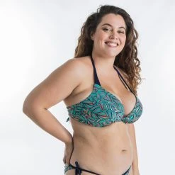 Olaian Bikinis, Boardshorts Elena Push-Up Swimsuit Top With Fixed Padded Cups