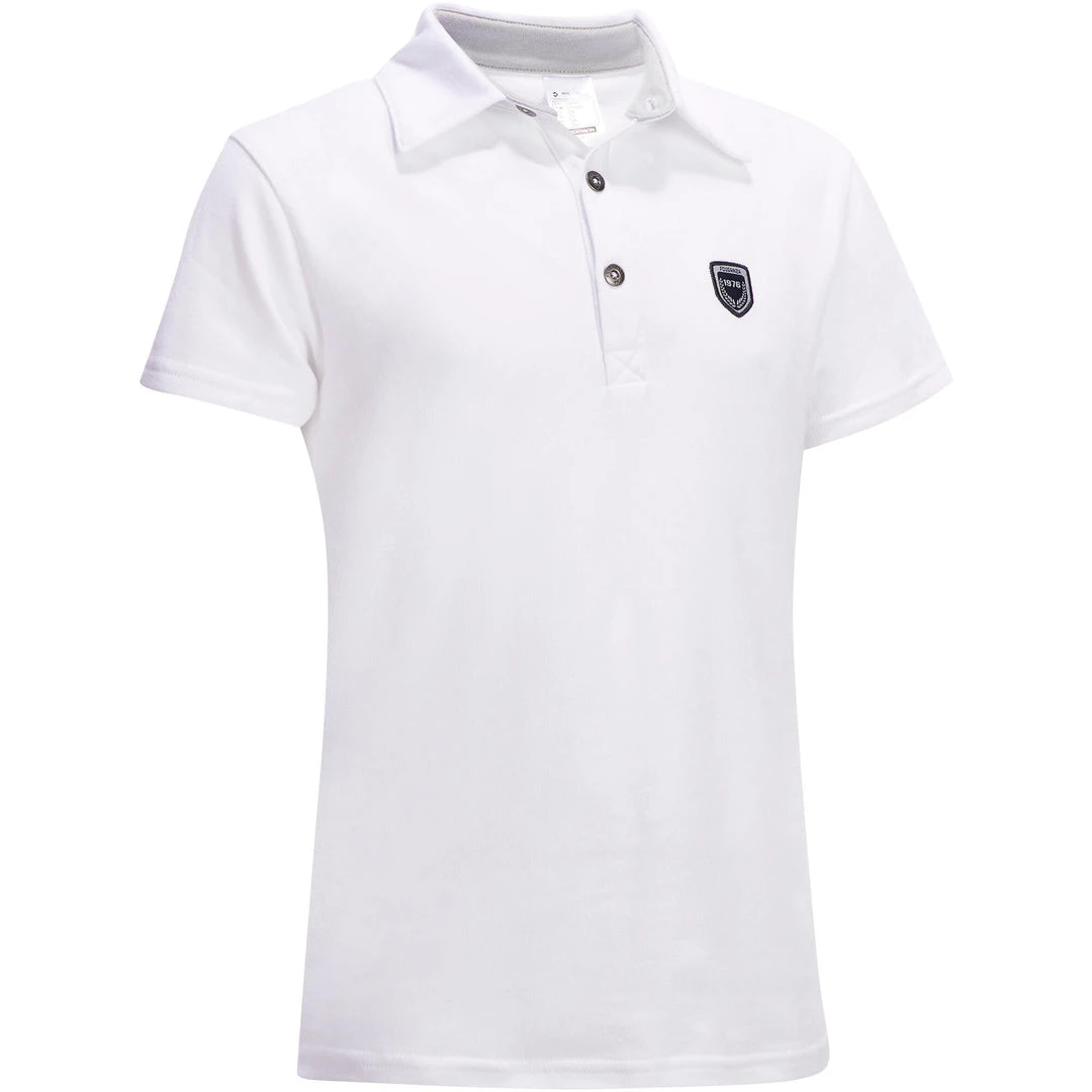 Fouganza 100 Short-Sleeved Horseback Riding Polo Shirt for Kids - Competition & Show Wear 1 Fouganza 100 Short-Sleeved Horseback Riding Competition Show Polo Shirt Kids'