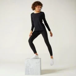 Nyamba 100, Long Sleeve Cotton Fitness T-Shirt, Women's