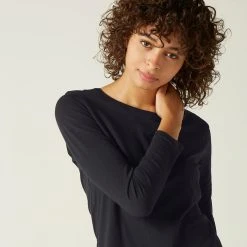 Nyamba 100, Long Sleeve Cotton Fitness T-Shirt, Women's