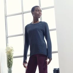 Best Deal Women's Long-Sleeved Organic Cotton Yoga T-Shirt by Kimjaly | Eco-Friendly & Comfortable 70 Shirts Kimjaly, Long-Sleeved Organic Cotton Yoga T-Shirt, Women's