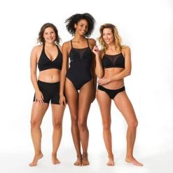 Olaian 1-piece Surf Swimsuit With Adjustable Double Flat ELISE BLACK Swimsuits