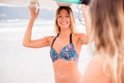 Bikinis, Boardshorts Olaian Elena, Push-Up Swimsuit Top With Fixed Padded Cups, Women's