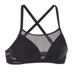 Olaian Bikinis, Boardshorts Double-adjustable Flat Surfing Swimsuit Bikini Top ELISE BLACK