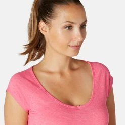 Shirts Nyamba 500, Pilates And Gentle Gym Slim-Fit T-Shirt, Women's