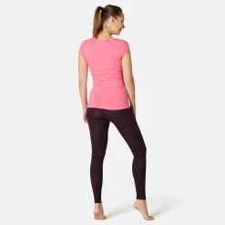 Shirts Nyamba 500, Pilates And Gentle Gym Slim-Fit T-Shirt, Women's