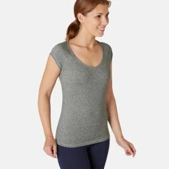 Shirts Nyamba 500, Pilates And Gentle Gym Slim-Fit T-Shirt, Women's