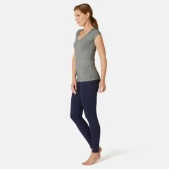 Shirts Nyamba 500, Pilates And Gentle Gym Slim-Fit T-Shirt, Women's