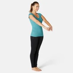 Shirts Nyamba 500, Pilates And Gentle Gym Slim-Fit T-Shirt, Women's