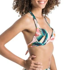 Olaian Bikinis, Boardshorts Elena Push-Up Swimsuit Top With Fixed Padded Cups