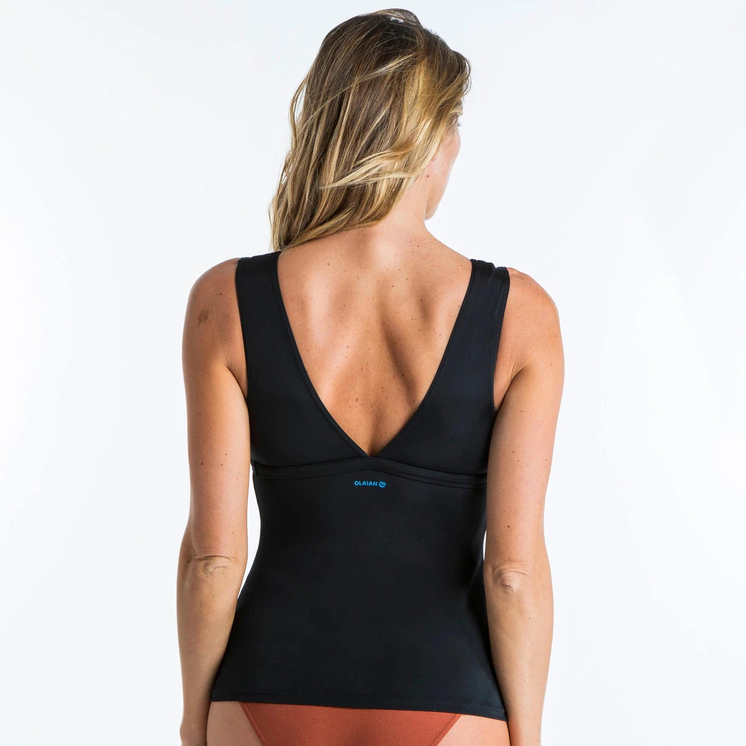 Olaian V-Neck Removable Padded Bikini Top - Plain Black | Stylish Swimwear for Women 2 Olaian Bikinis, Boardshorts Tankini Swimsuit Top With V-Neck And Removable Padded Cups MARINE - PLAIN BLACK