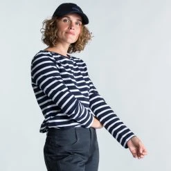 Tribord Shirts Sailing Long-sleeved Sailor's T-shirt 100 Blue White