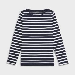 Tribord Shirts Sailing Long-sleeved Sailor's T-shirt 100 Blue White