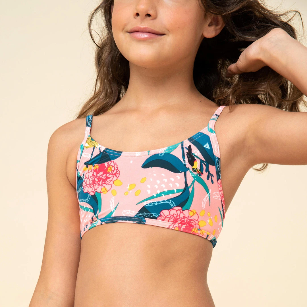 Flash Sale! Olaian 100 Girls' Swimsuit Bra Top & Bikini Boardshorts Set 2 Olaian 100 Swimsuit Bra Top Girls' Bikinis, Boardshorts