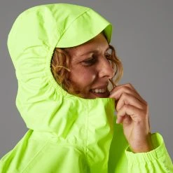 Jackets Btwin UC100, High Visibility And Waterproof City Bike Rain Jacket, Women's