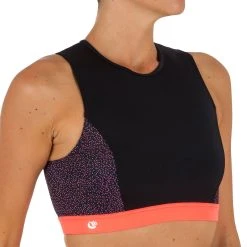 Olaian Bikinis, Boardshorts Women's Surfing Back-Zip Crop Top Carla Shine