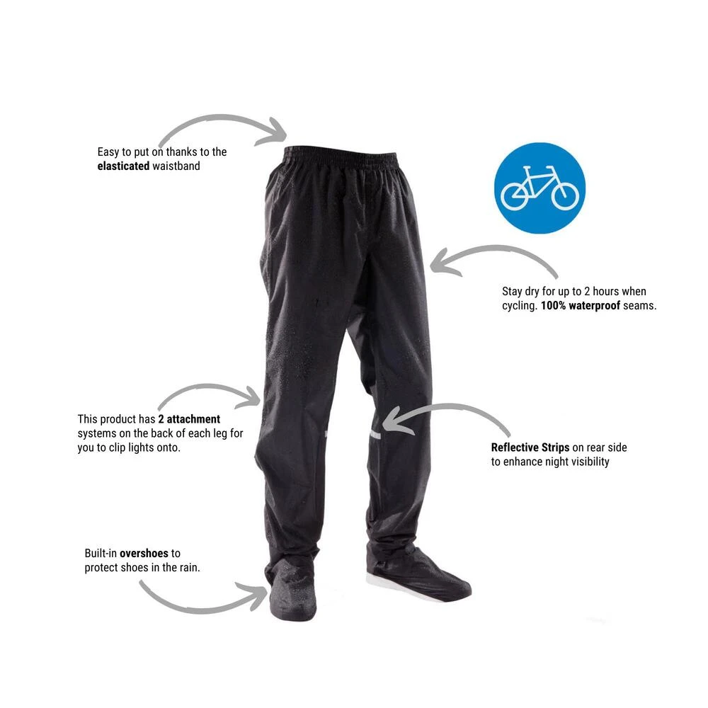 Best Deal ⭐ Btwin 500 City Cycling Rain Overpants - Waterproof Adult Bike Bottoms 3 Btwin 500, City Cycling Rain Overpants, Adult Bottoms