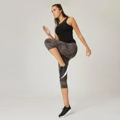 Domyos Tanks 900, Stretchy Cotton Fitness Tank Top With Built-in Bra