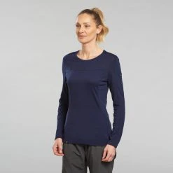 Forclaz Trek 500, Long Sleeve Merino Wool Backpacking T-Shirt, Women's Shirts