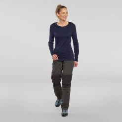 Forclaz Trek 500, Long Sleeve Merino Wool Backpacking T-Shirt, Women's Shirts