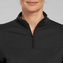 Forclaz Shirts Trek 500, Long Sleeve Merino Wool Zip Backpacking T-Shirt, Women’s