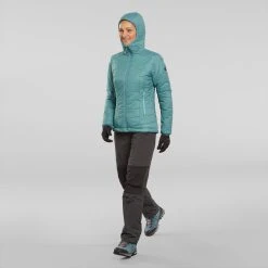 Forclaz Trek 100, 23°F Synthetic Padded Puffer Hooded Backpacking Jacket, Women's