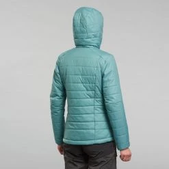 Forclaz Trek 100, 23°F Synthetic Padded Puffer Hooded Backpacking Jacket, Women's