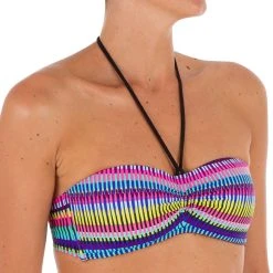 Olaian Bikinis, Boardshorts Women's Bandeau Bikini Swimsuit Top With Fixed Padded Cups Jazz Laeti