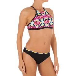 Olaian Andrea Women's Surfing Crop Top Swimsuit Top With Padded Cups - Nila Merengue Bikinis, Boardshorts