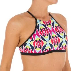 Olaian Andrea Women's Surfing Crop Top Swimsuit Top With Padded Cups - Nila Merengue Bikinis, Boardshorts