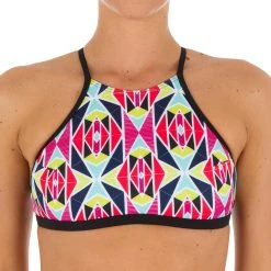 Olaian Andrea Women's Surfing Crop Top Swimsuit Top With Padded Cups - Nila Merengue Bikinis, Boardshorts