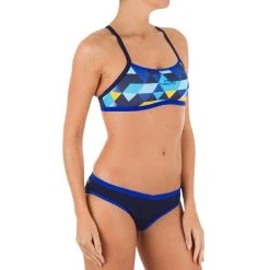 Nabaiji Women's Swimming Ultra Chlorine-Resistant Crop Top Jade Bikinis, Boardshorts